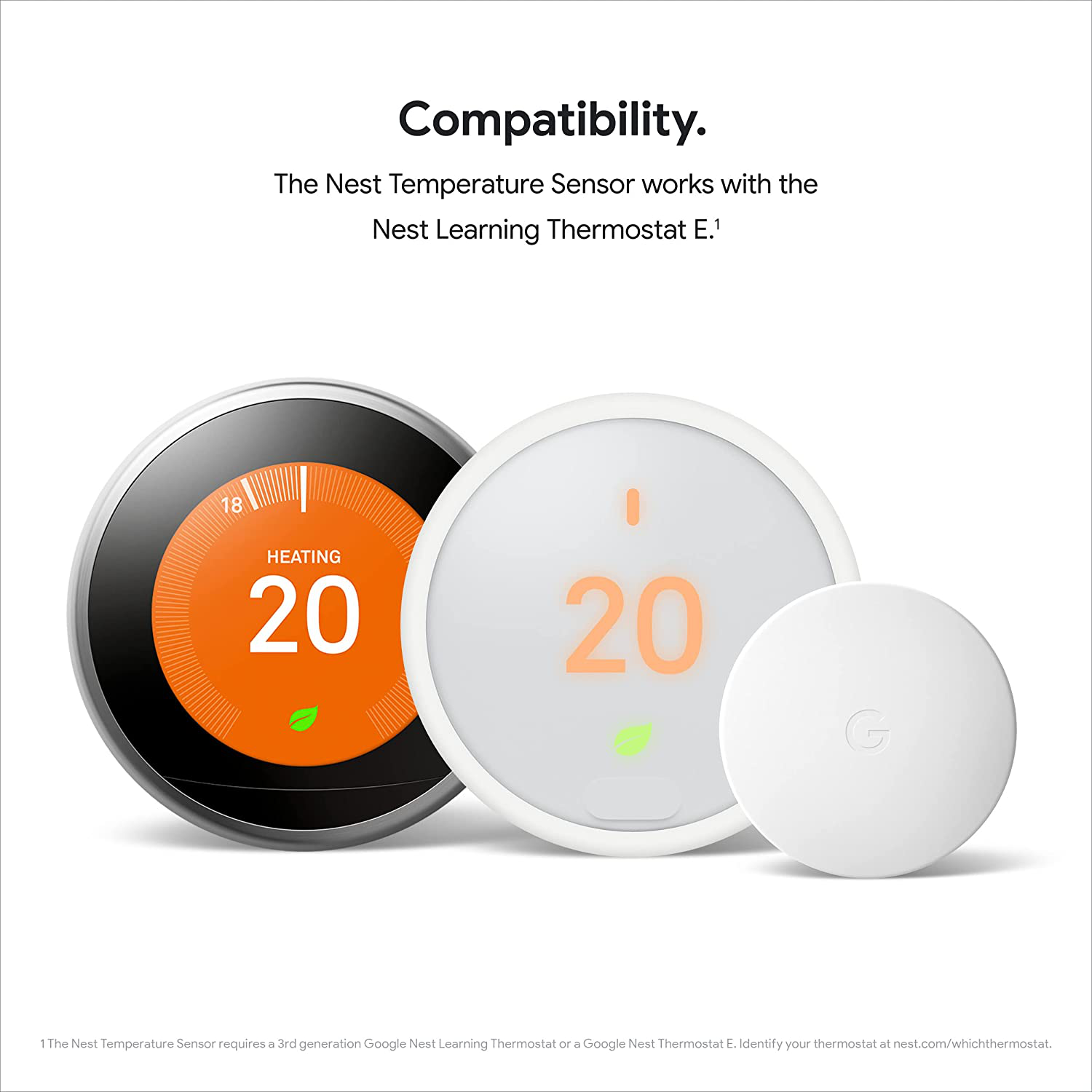 Google Nest Temperature Sensor 3 Pack - Nest Thermostat Sensor - Nest Sensor That Works with Nest Learning Thermostat and Nest Thermostat E - Smart Home