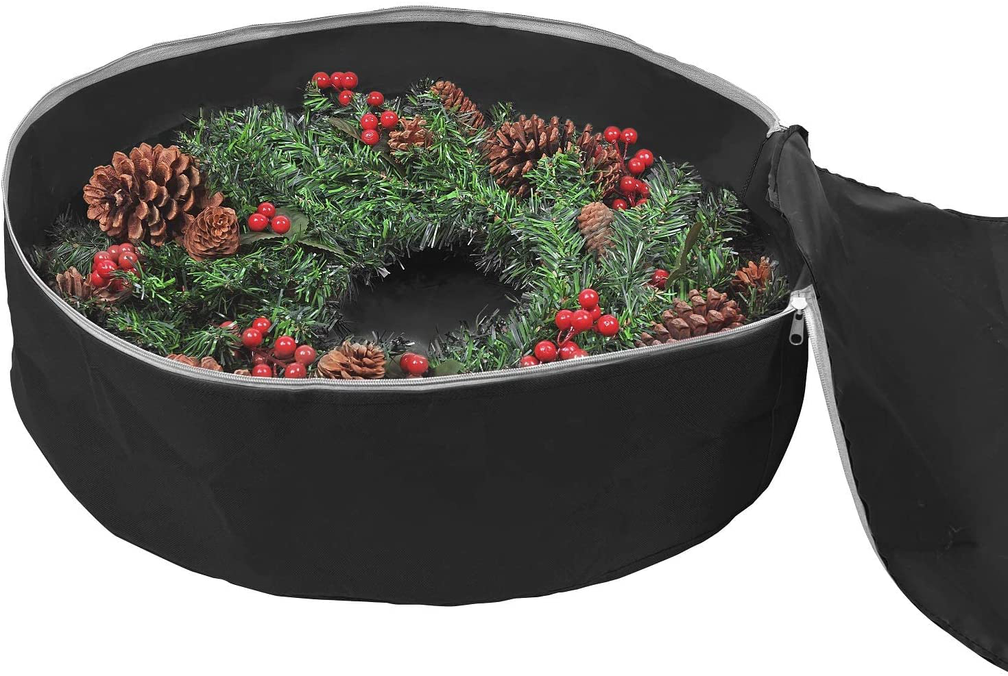 Primode Christmas Wreath Storage Bag 24"- Garland Wreaths Container with Handles - Durable 600D Oxford Polyester Material Holiday Wreaths Storage Holder 24”