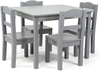 Humble Crew Kids Wood Table and 4 Chair Set, Grey