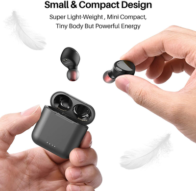TOZO T6 True Wireless Earbuds Bluetooth Headphones Touch Control with Wireless Charging Case IPX8 Waterproof Stereo Earphones In-Ear Built-In Mic Headset Premium Deep Bass for Sport Black