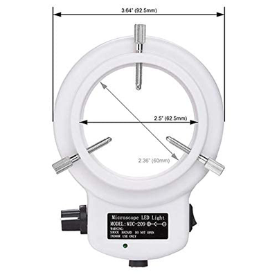 Amscope LED-144W-ZK White Adjustable 144 LED Ring Light Illuminator for Stereo Microscope & Camera