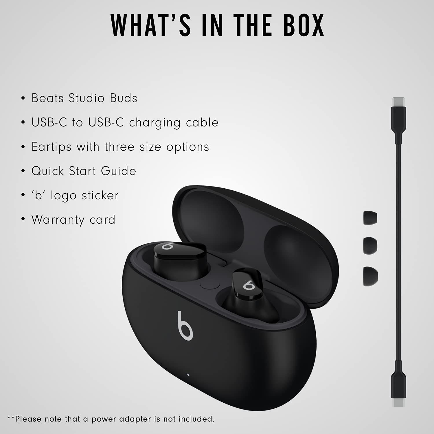 Beats Studio Buds – True Wireless Noise Cancelling Earbuds – Compatible with Apple & Android, Built-In Microphone, IPX4 Rating, Sweat Resistant Earphones, Class 1 Bluetooth Headphones - Black