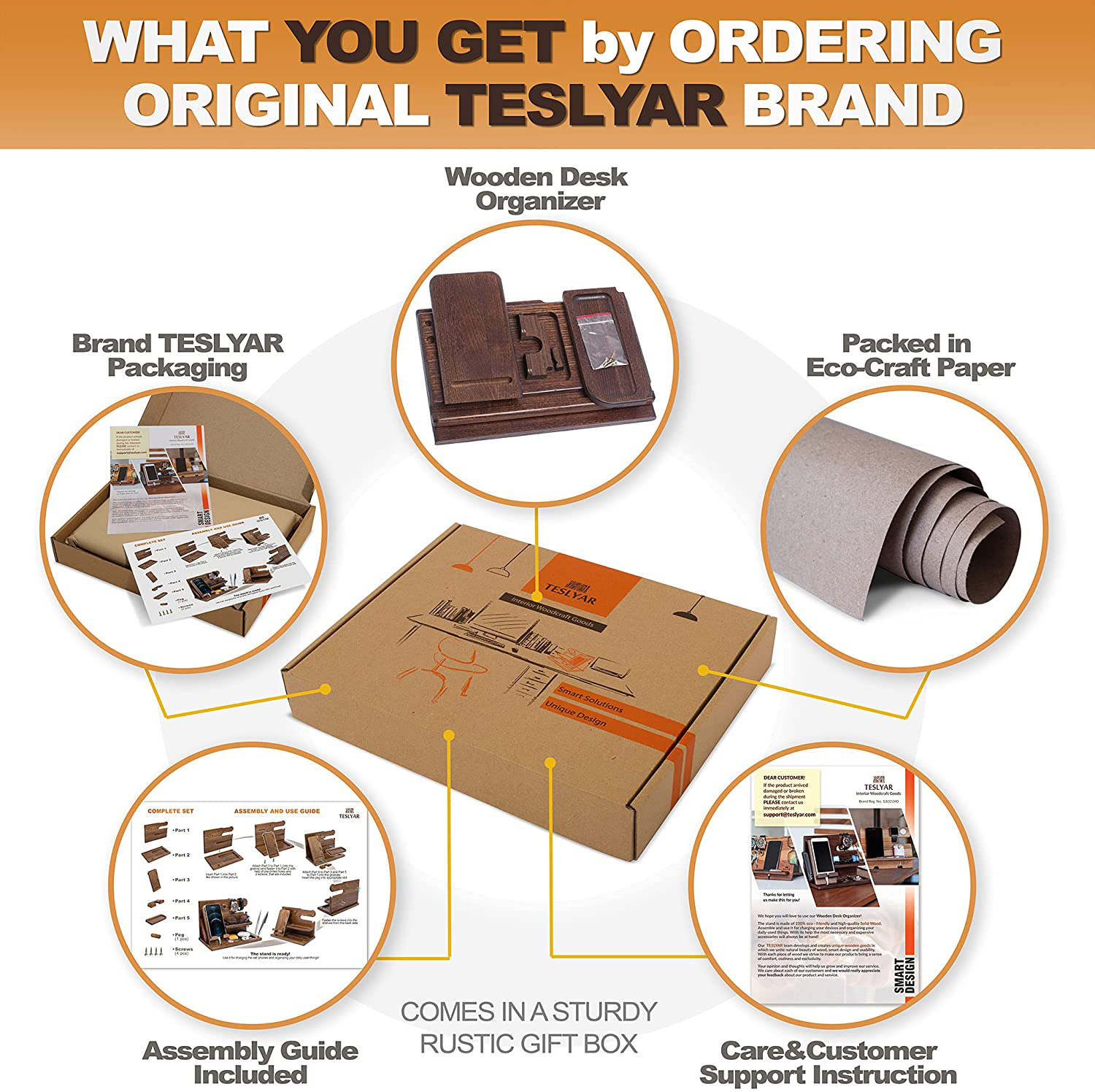 TESLYAR Wood Phone Docking Station Ash Key Holder Wallet Stand Watch Organizer Men Gift Husband Wife Anniversary Dad Birthday Nightstand Purse Father Graduation Male Travel Idea Gadgets