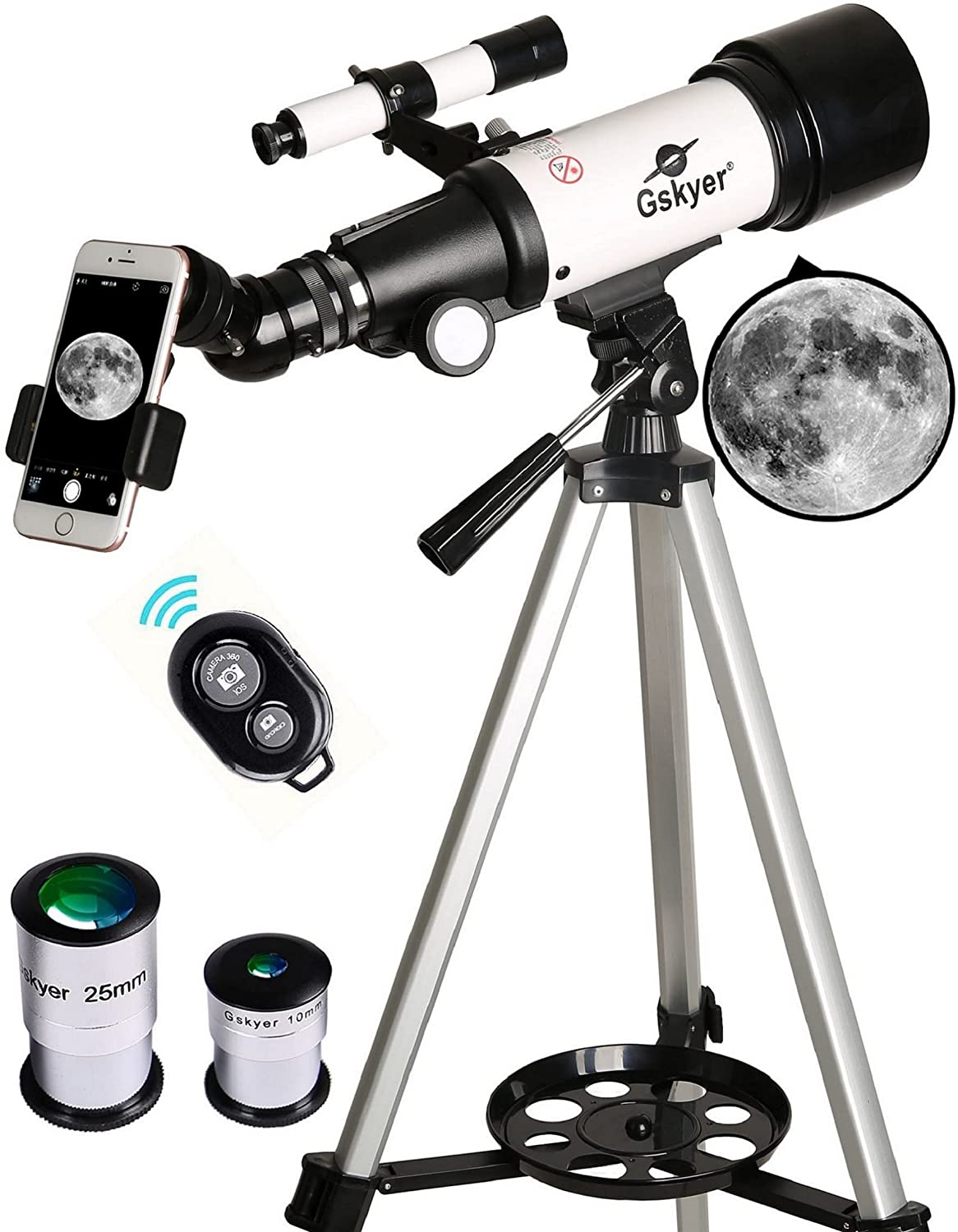 Gskyer Telescope, 70Mm Aperture 400Mm AZ Mount Astronomical Refracting Telescope for Kids Beginners - Travel Telescope with Carry Bag, Phone Adapter and Wireless Remote
