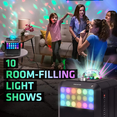 Portable Karaoke Machine - SINGSATION Star Burst - System Comes W/ 2 Mics, Room-Filling Light Show, Retro Light Panel & Works via Bluetooth - No Cds Required - Youtube Your Favorite Karaoke Songs