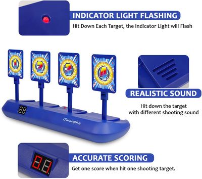 Digital Shooting Targets with Foam Dart Toy Shooting Blaster , 4 Targets Auto Reset Electronic Scoring Toys, Shooting Toys for Age of 5 6 7 8 9 10+ Years Old Kid Boys Girls, Compatible with Nerf Toys