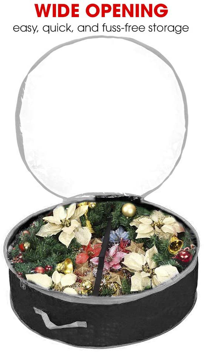 Primode Wreath Storage Bag 36" | Garland Wreaths Container with Clear Window for Easy Xmas Holiday Storage | Durable 600D Oxford Material