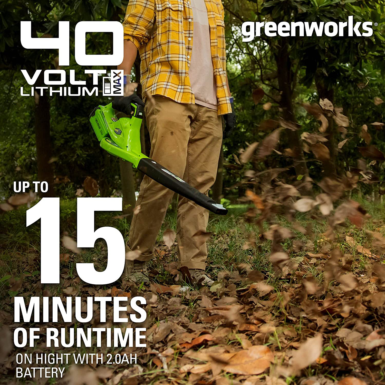 Greenworks 40V (150 MPH) Cordless Leaf Blower, 2.0Ah Battery and Charger Included 24252