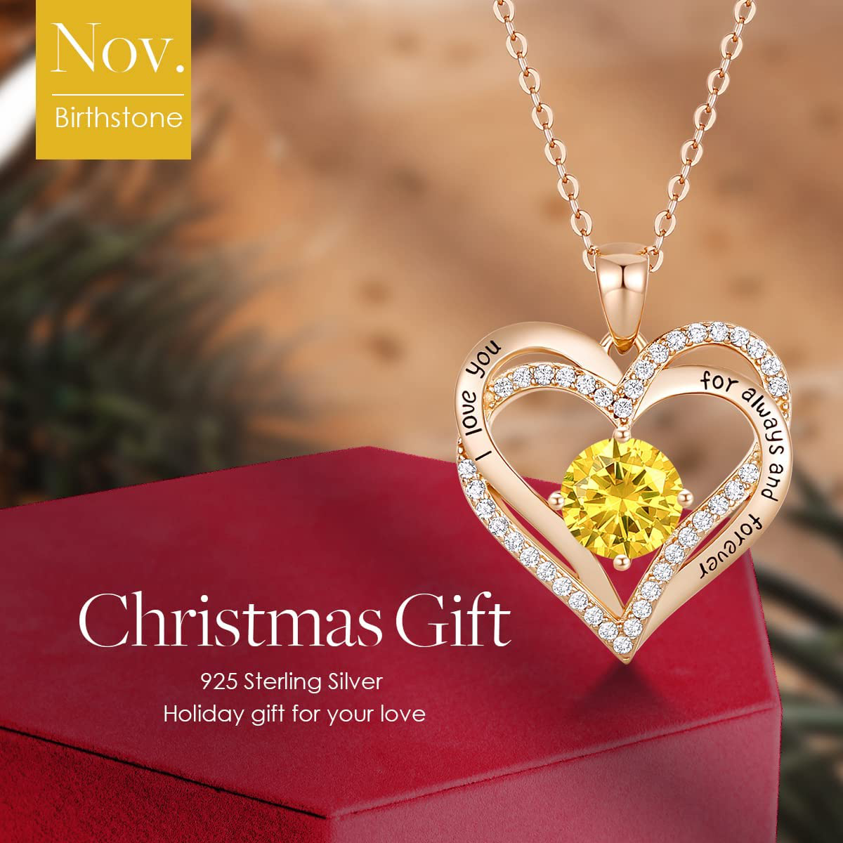 CDE Forever Love Heart Pendant Necklaces for Women 925 Sterling Silver with Birthstone Zirconia, Birthday Christmas Jewelry Gift for Women Girls