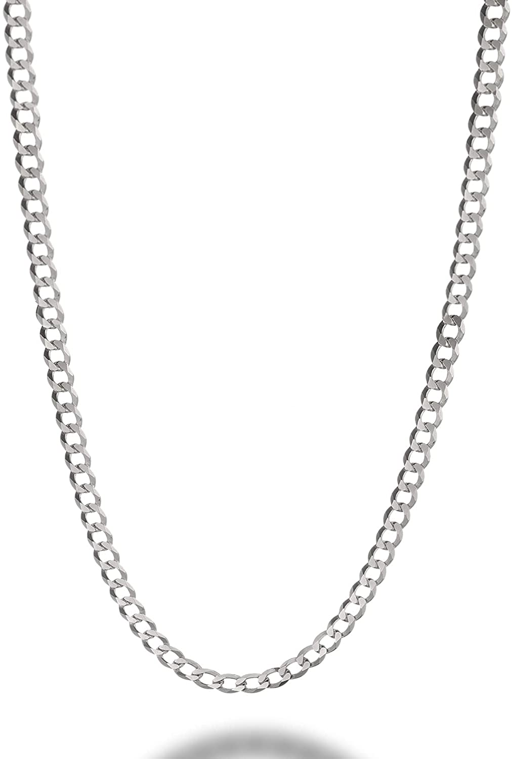 Savlano 925 Sterling Silver 4Mm Italian Solid Curb Cuban Link Chain Necklace for Men & Women - Made in Italy Comes Gift Box (4Mm)