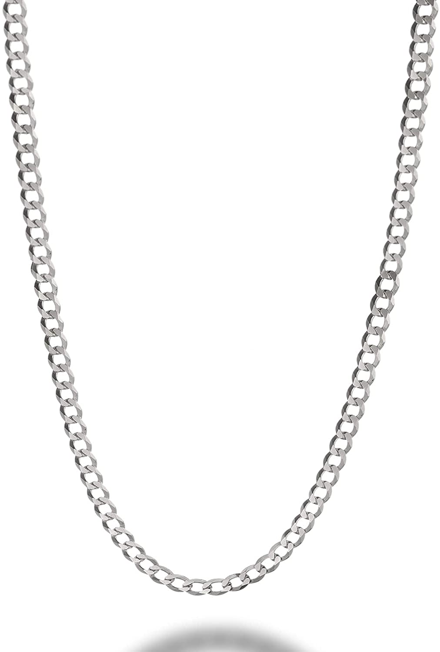 Savlano 925 Sterling Silver 4Mm Italian Solid Curb Cuban Link Chain Necklace for Men & Women - Made in Italy Comes Gift Box (4Mm)