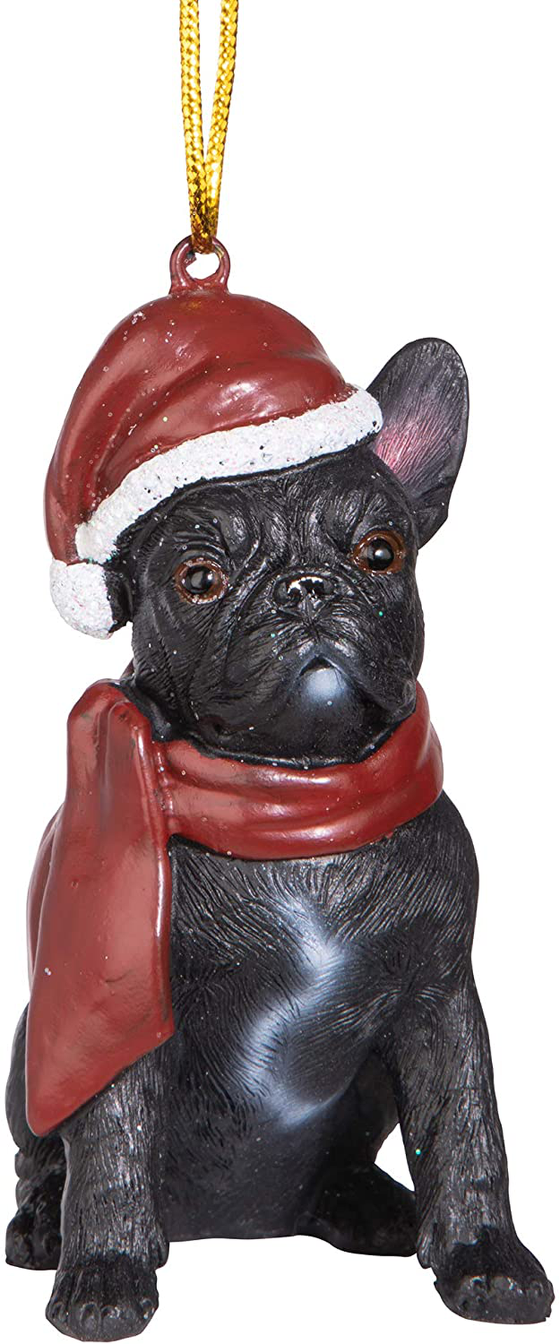 Design Toscano Christmas Xmas French Bulldog Holiday Dog Ornaments, Full Color
