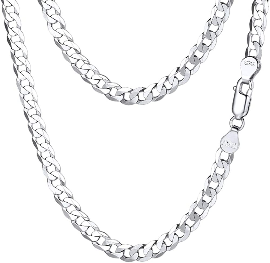 PROSTEEL 925 Sterling Silver Cuban Link Chain/Figaro Chain/Rope Chain, Solid Silver Necklace for Women Men, 14"/18"/20"/22"/24"/26"/28", Come Gift Box