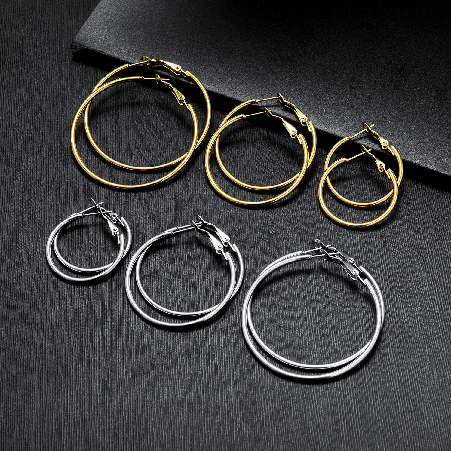 Hoop Earrings for Women Girls, Stainless Steel Hypoallergenic Geometric Hoops Women'S Earrings Loop Earrings Set