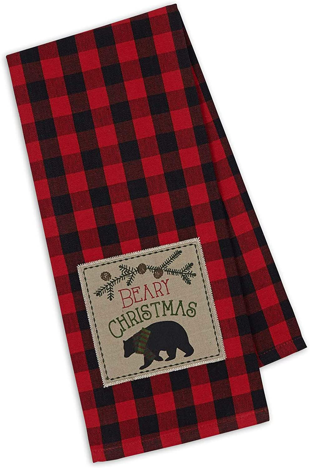 DII Cotton Christmas Holiday Dish Towels, 18X28" Set of 3, Decorative Oversized Embroidered Kitchen Towels, Perfect Home and Kitchen Gift-Cabin Christmas