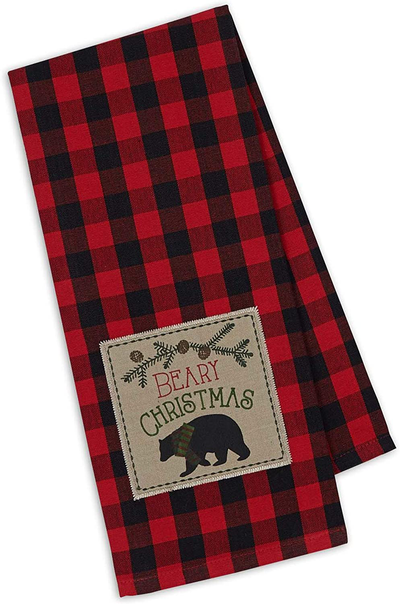DII Cotton Christmas Holiday Dish Towels, 18X28" Set of 3, Decorative Oversized Embroidered Kitchen Towels, Perfect Home and Kitchen Gift-Cabin Christmas