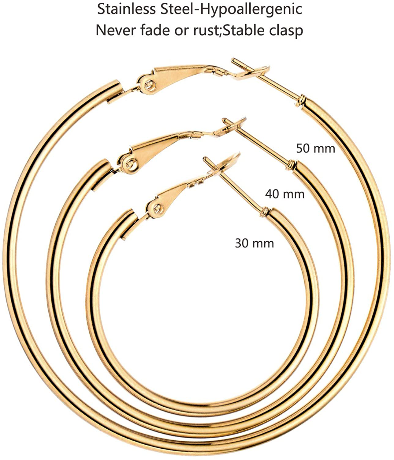 Hoop Earrings for Women Girls, Stainless Steel Hypoallergenic Geometric Hoops Women'S Earrings Loop Earrings Set