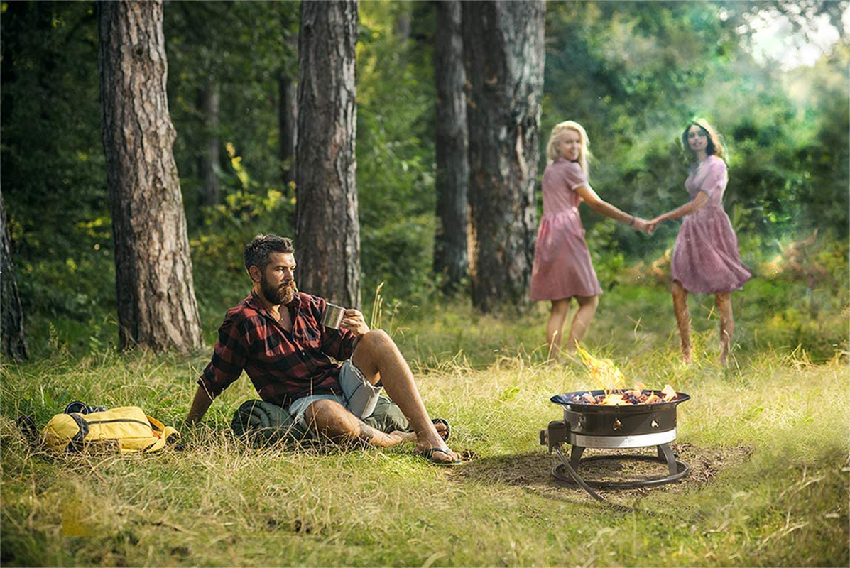 Outland Living Firebowl 893 Deluxe Outdoor Portable Propane Gas Fire Pit with Cover & Carry Kit, 19-Inch Diameter 58,000 BTU