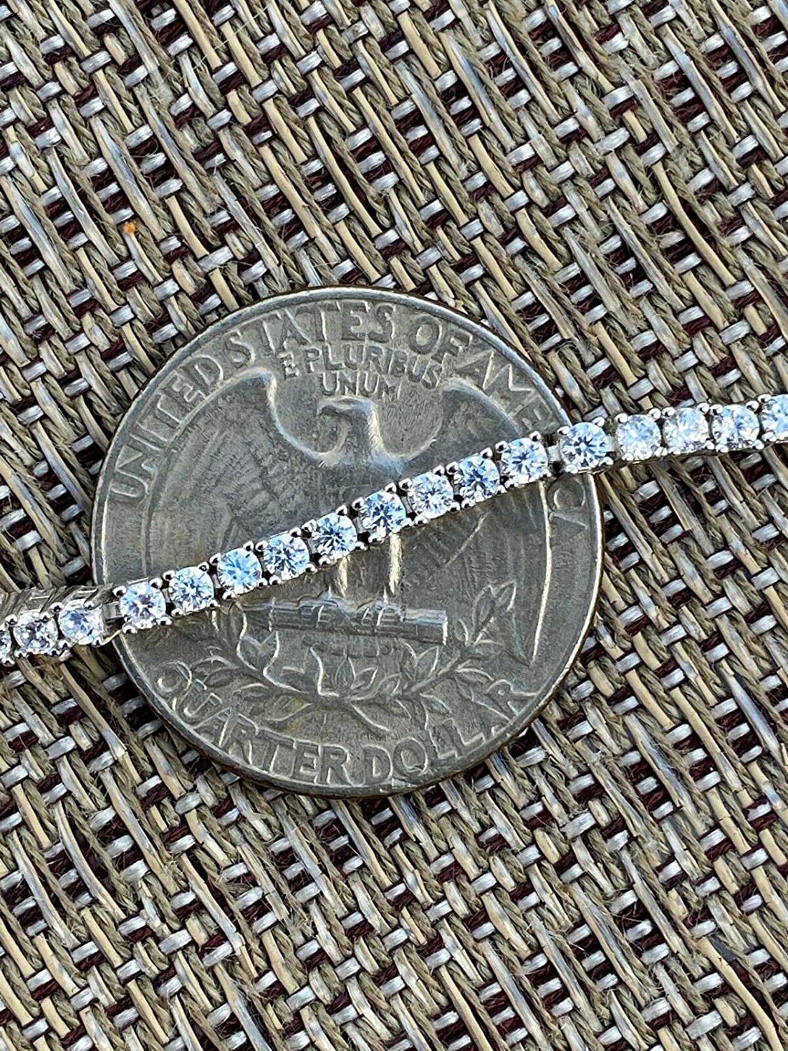 Real Solid 925 Sterling Silver 2Mm CZ Tennis Bracelet - 6-8.5" Iced Diamond One Row Bracelet - Thin & Great for Classy Everyday Look