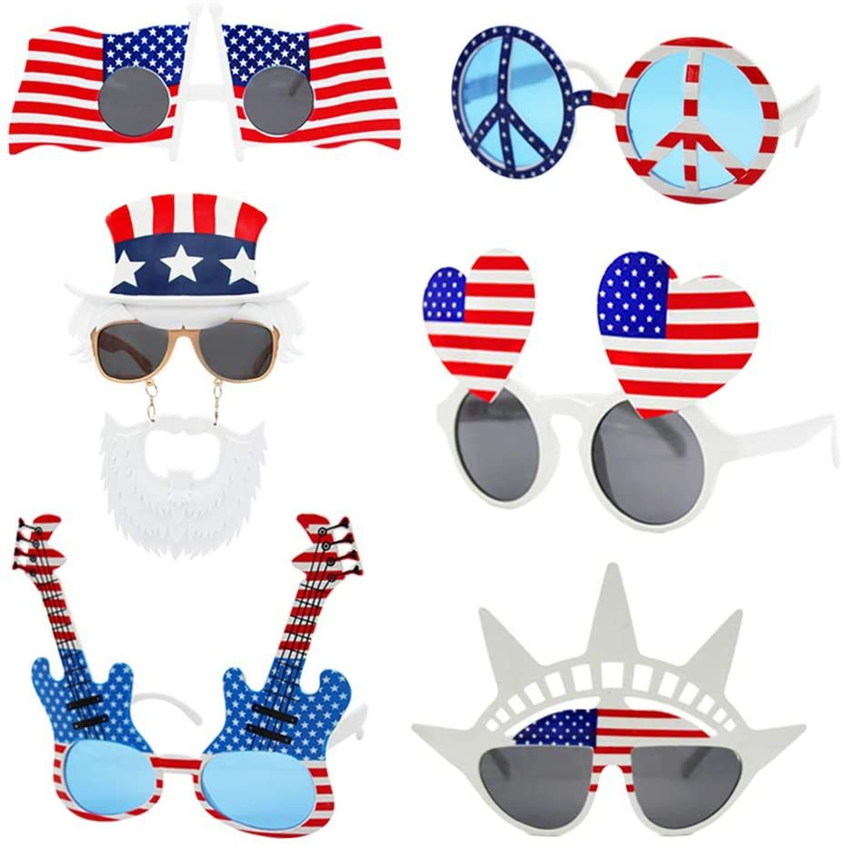 TD.IVES American Flag Glasses USA Patriotic Party Sunglasses Holiday Sunglasses Eyewear for Party Props(6 Pack)