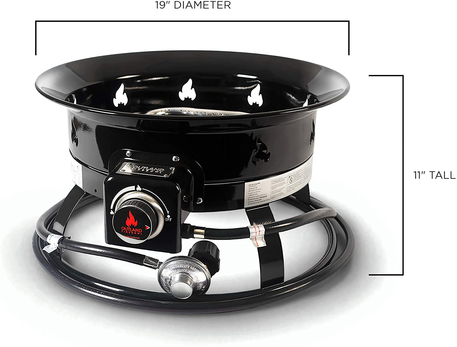 Outland Living Firebowl 893 Deluxe Outdoor Portable Propane Gas Fire Pit with Cover & Carry Kit, 19-Inch Diameter 58,000 BTU