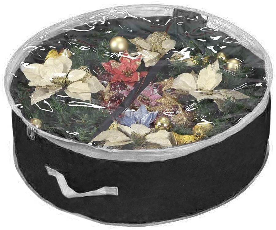 Primode Wreath Storage Bag 36" | Garland Wreaths Container with Clear Window for Easy Xmas Holiday Storage | Durable 600D Oxford Material