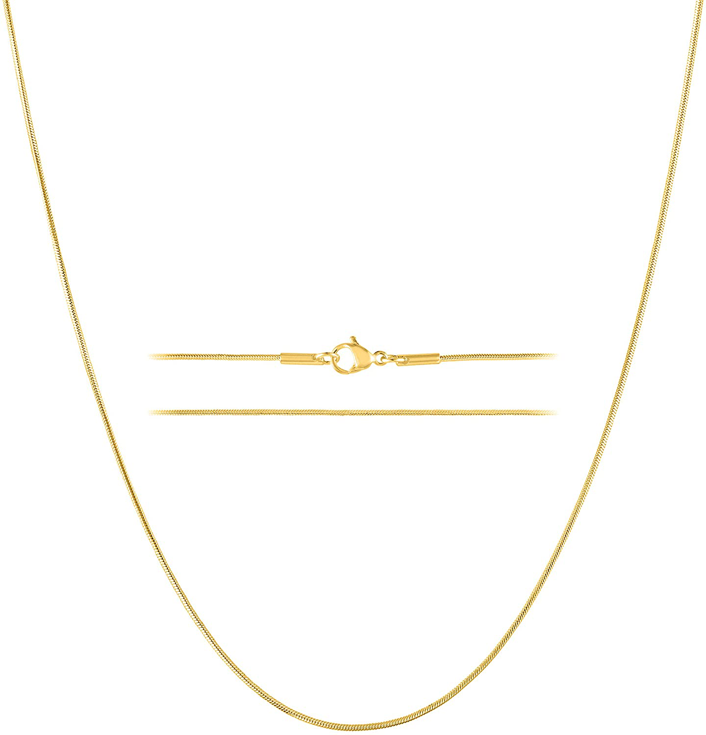 KISPER Gold over Stainless Steel 0.9Mm Thin Snake Chain Necklace