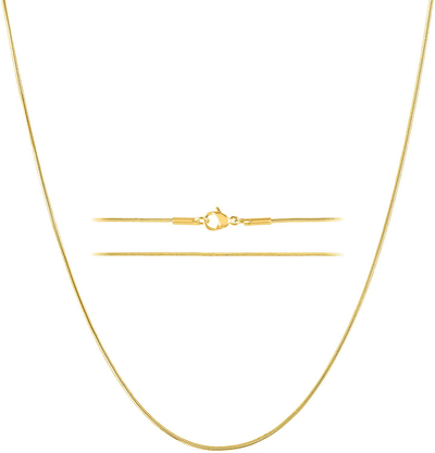KISPER Gold over Stainless Steel 0.9Mm Thin Snake Chain Necklace