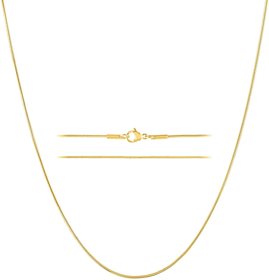 KISPER Gold over Stainless Steel 0.9Mm Thin Snake Chain Necklace