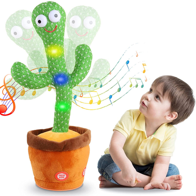 Kids Dancing Cactus Toys for Baby Boys and Girls, Talking Sunny Cactus Toy Electronic Plush Toy Singing, Record & Repeating What You Say with 120 English Songs and LED Lighting for Home Decor