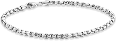 Miabella Solid 925 Sterling Silver Italian 3.5Mm Square Rolo Link round Box Chain Bracelet for Women Men, 7, 7.5, 8, 8.5, 9 Inch Made in Italy