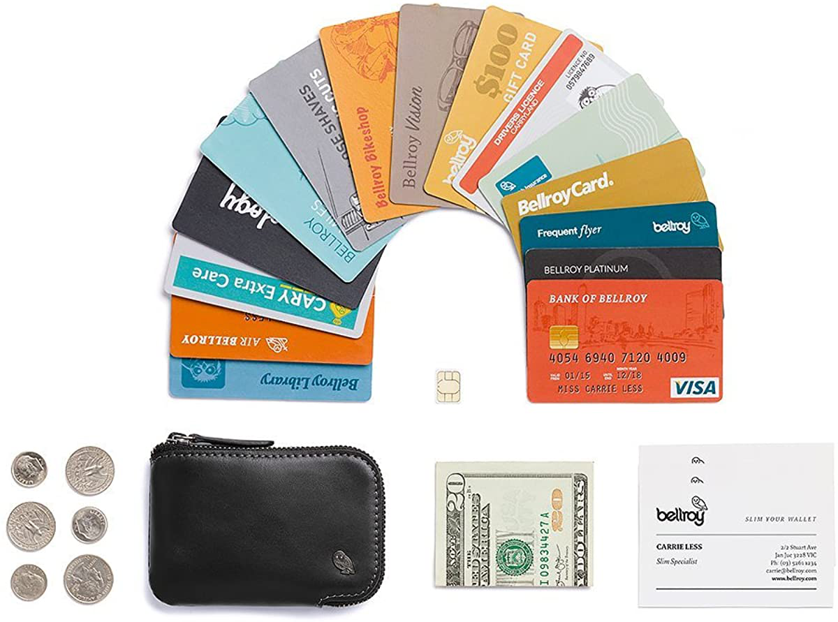 Bellroy Card Pocket (Small Leather Zipper Card Holder Wallet, Holds 4-15 Cards, Coin Pouch, Folded Note Storage)