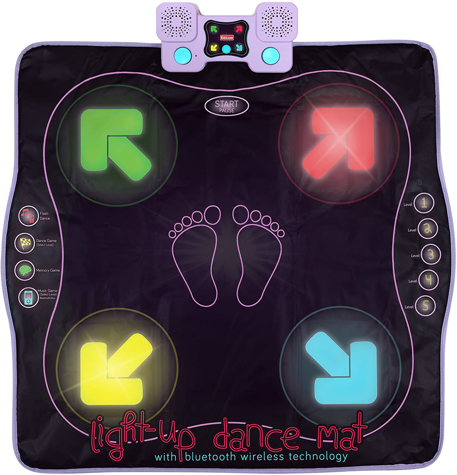 Kidzlane Dance Mat | Light up Dance Pad with Wireless Bluetooth/Aux or Built in Music | Dance Game with 4 Game Modes | Gift Toy for Girls & Boys Ages 6 7 8 Years Old +