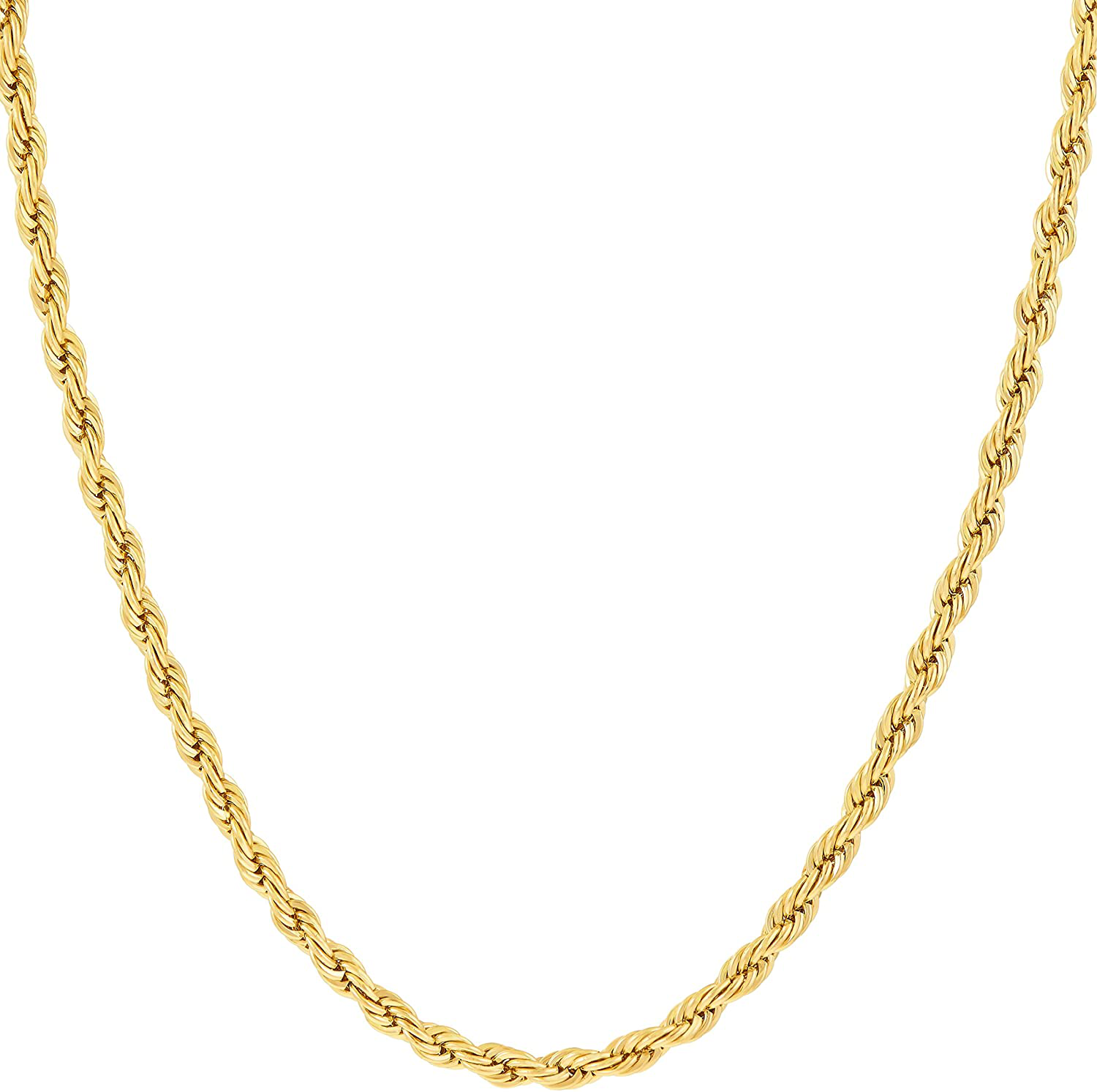 LIFETIME JEWELRY 2Mm Rope Chain Necklace 24K Real Gold Plated for Women and Men