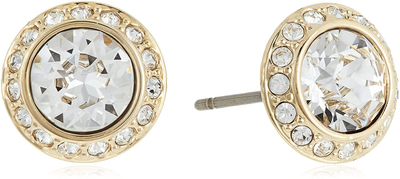 Swarovski Angelic Stud Pierced Earrings with Clear Crystals on a Gold-Tone Plated Post with Butterfly Back