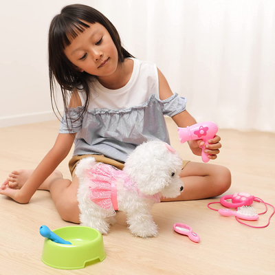 OR or TU Remote Control Electronic Plush Puppy Toy Pet for Girls Kids Interactive Toys,Walks,Barks,Shake Tail,Pretend Dress up Realistic Stuffed Animal Dog for Age 2 3 4 5+ Years Old Best Gift