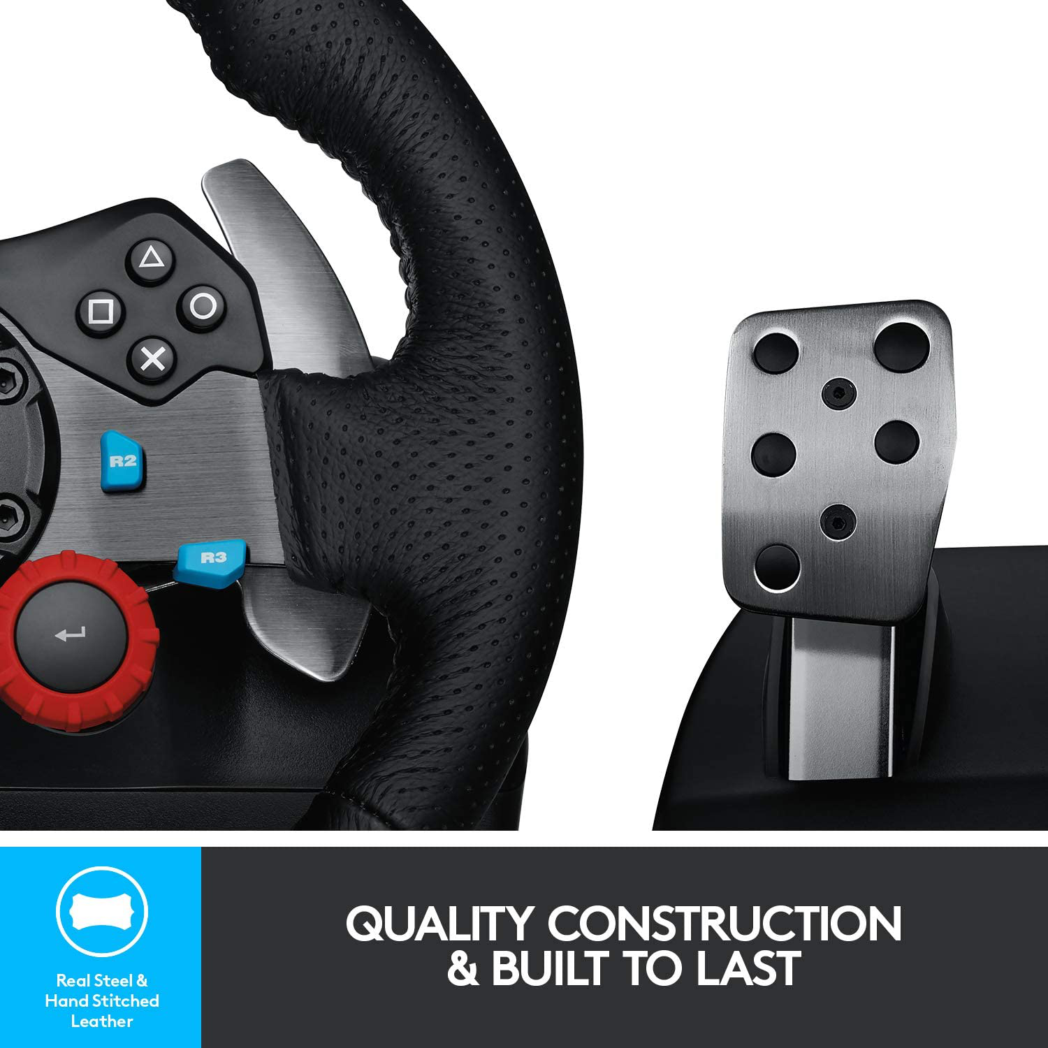 Logitech G Dual-Motor Feedback Driving Force G29 Gaming Racing Wheel with Responsive Pedals for Playstation 5, Playstation 4 and Playstation 3 - Black