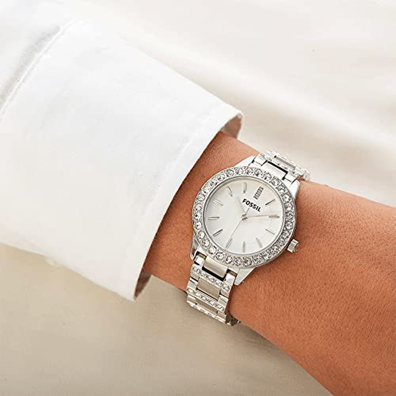Fossil Women'S Jesse Stainless Steel Crystal-Accented Dress Quartz Watch