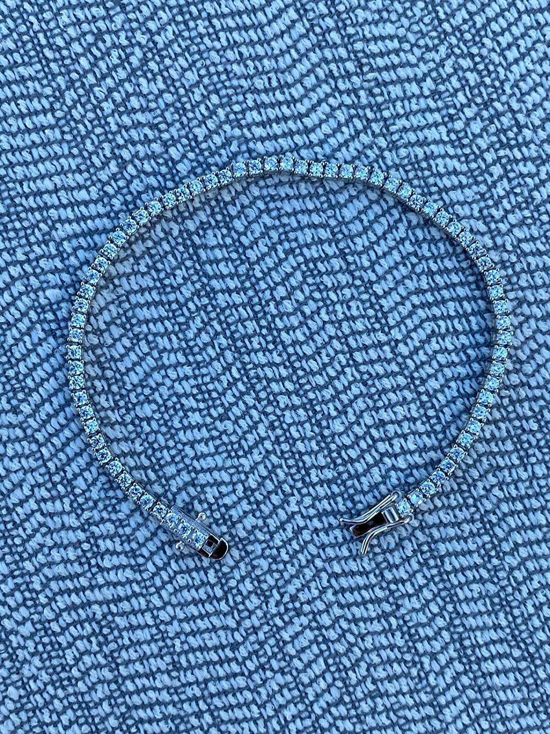 Real Solid 925 Sterling Silver 2Mm CZ Tennis Bracelet - 6-8.5" Iced Diamond One Row Bracelet - Thin & Great for Classy Everyday Look