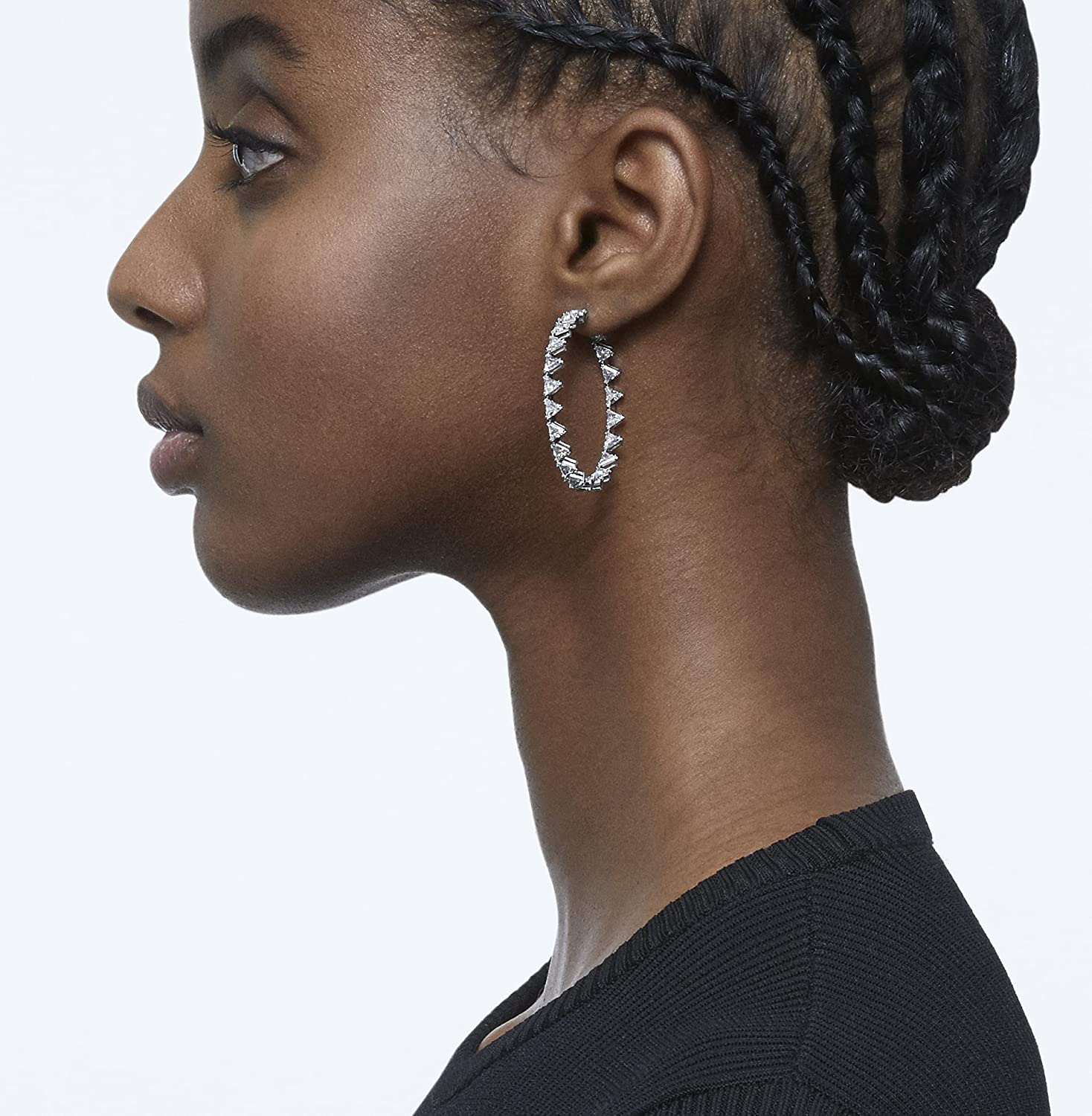 SWAROVSKI Millenia Crystal Earring Collection, Single Ear Cuff, Earrings Pair, Rhodium Finish, Clear Crystals