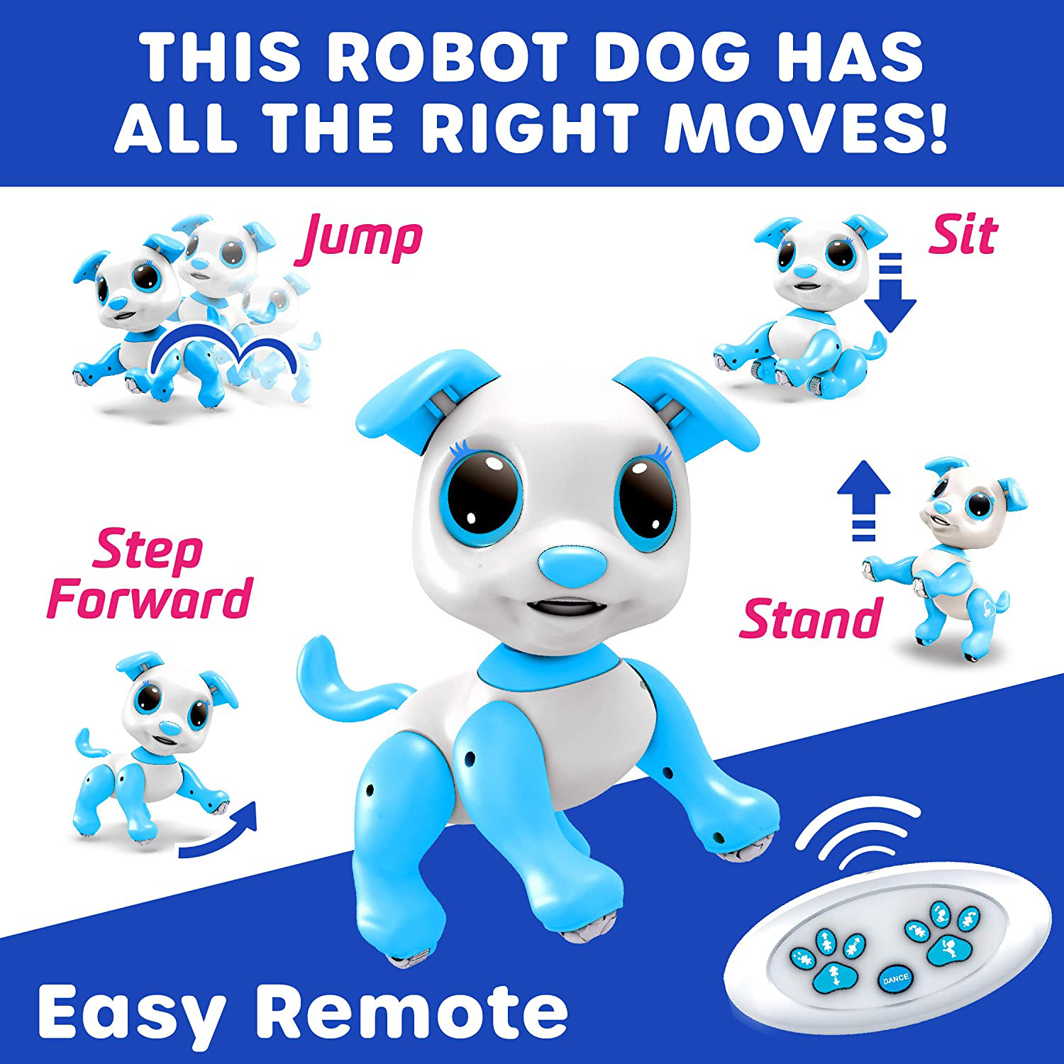 Robo Pets Robot Dog Toy for Kids - Remote Control Robot Puppy Interactive STEM Toy for Boys and Girls (Blue)