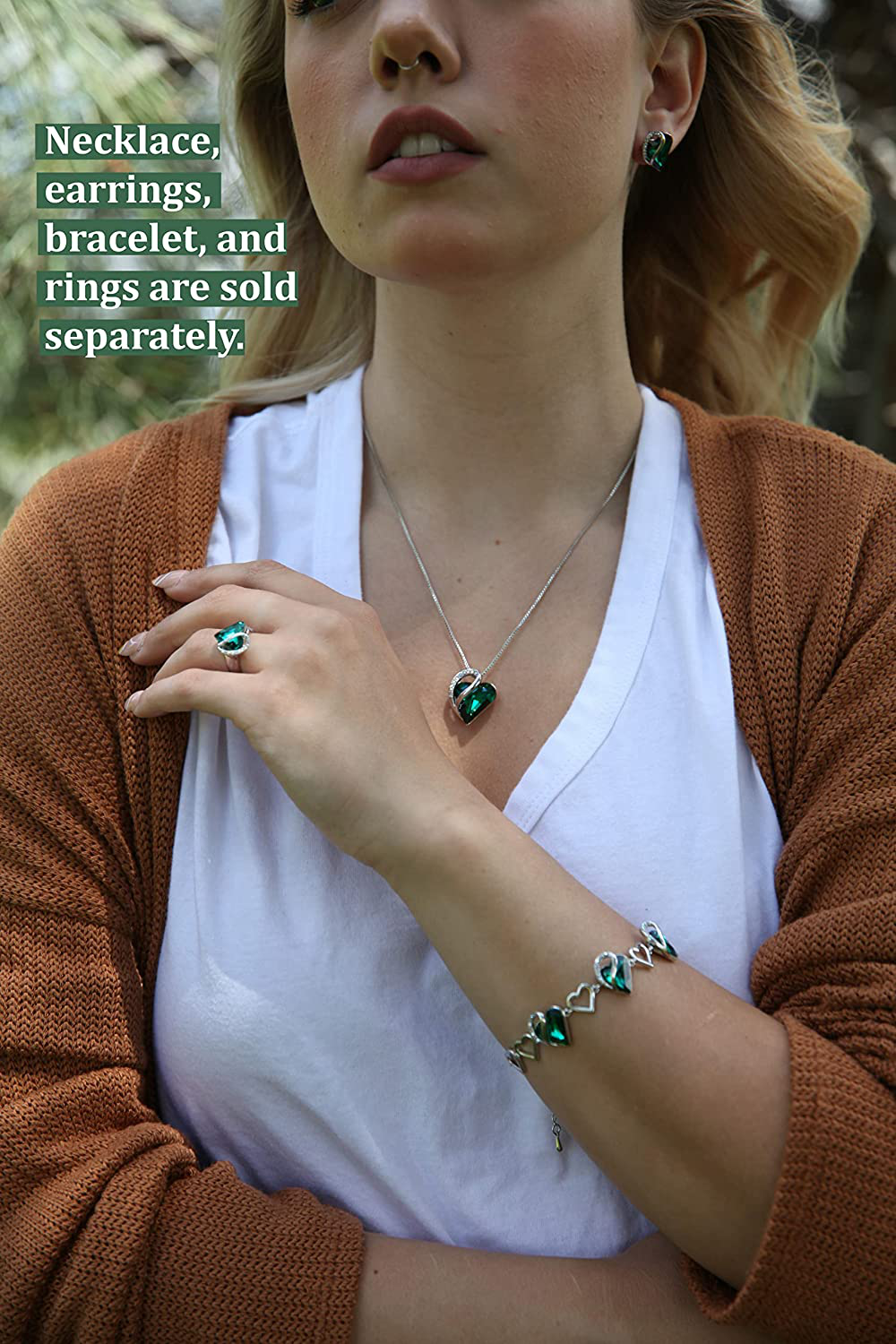 Leafael Infinity Love Heart Pendant Necklace with Birthstone Crystals for 12 Months, Jewelry Gifts for Women, Silver-Tone, 18"+2"