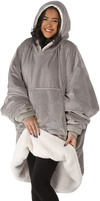 THE COMFY Original | Oversized Microfiber & Sherpa Wearable Blanket, Seen on Shark Tank, One Size Fits All Gray