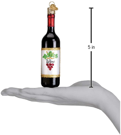 Old World Christmas Glass Blown Ornament Red Wine Bottle (32291)