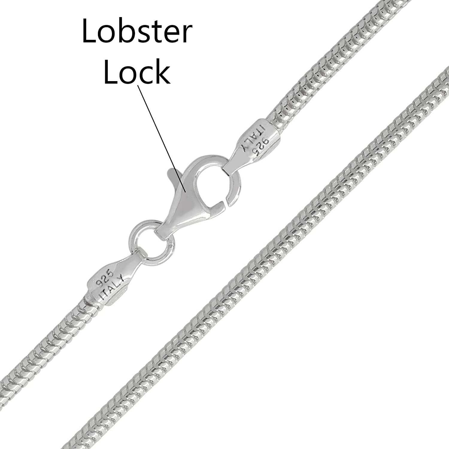 Savlano 925 Sterling Silver 2.5Mm Solid Italian round Diamond Cut Flexible Snake Chain Necklace with Gift Box for Men & Women - Made in Italy