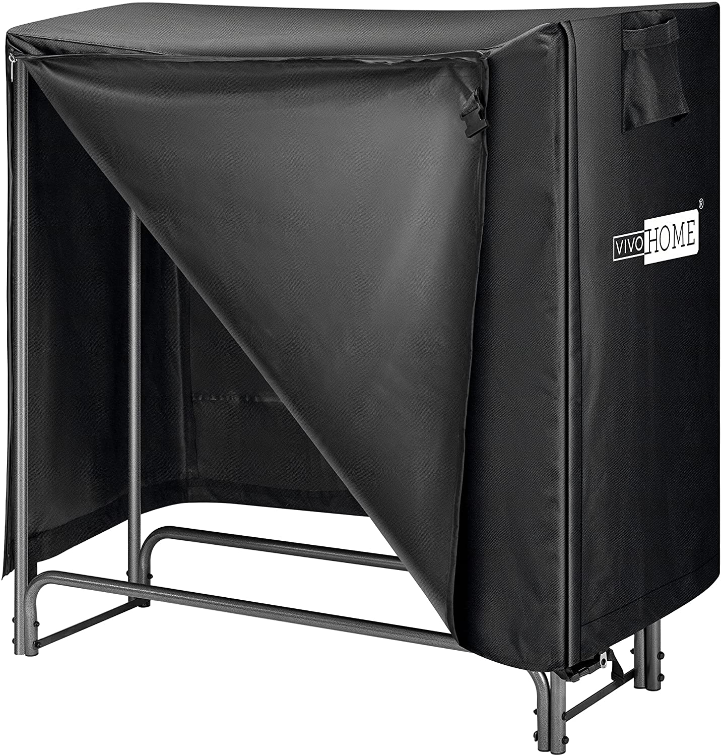 VIVOHOME 4Ft Heavy Duty Indoor Outdoor Firewood Storage Log Rack and Cover Combo Set