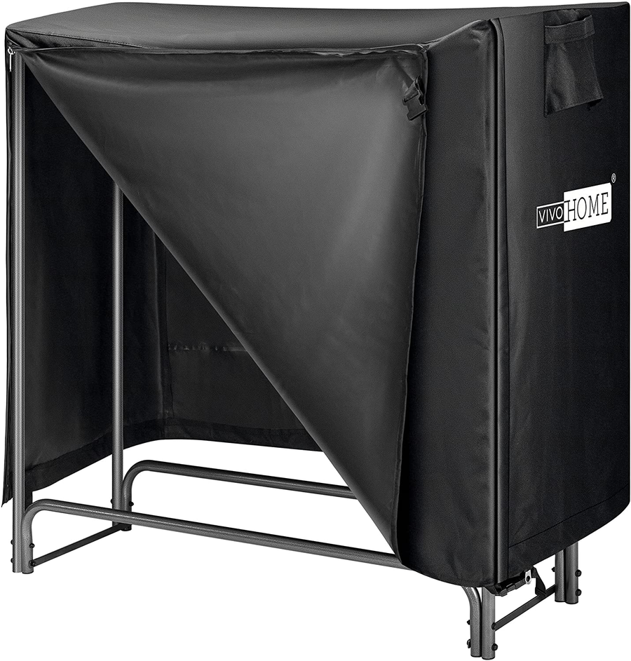 VIVOHOME 4Ft Heavy Duty Indoor Outdoor Firewood Storage Log Rack and Cover Combo Set