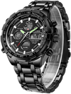 GOLDEN HOUR Luxury Stainless Steel Analog Digital Watches for Men Male Outdoor Sport Waterproof Big Heavy Wristwatch