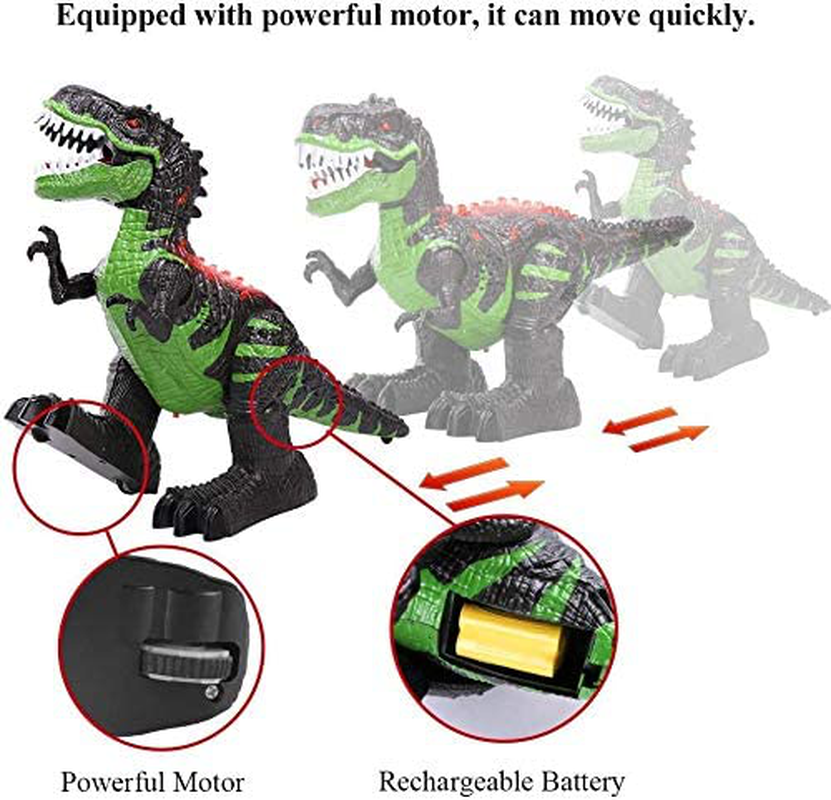 TEMI 8 Channels 2.4G Remote Control Dinosaur for Kids Boys Girls, Electronic RC Toys Educational Walking Tyrannosaurus Rex with Lights and Sounds Powered by Rechargeable Battery, 360° Rotation Stunt