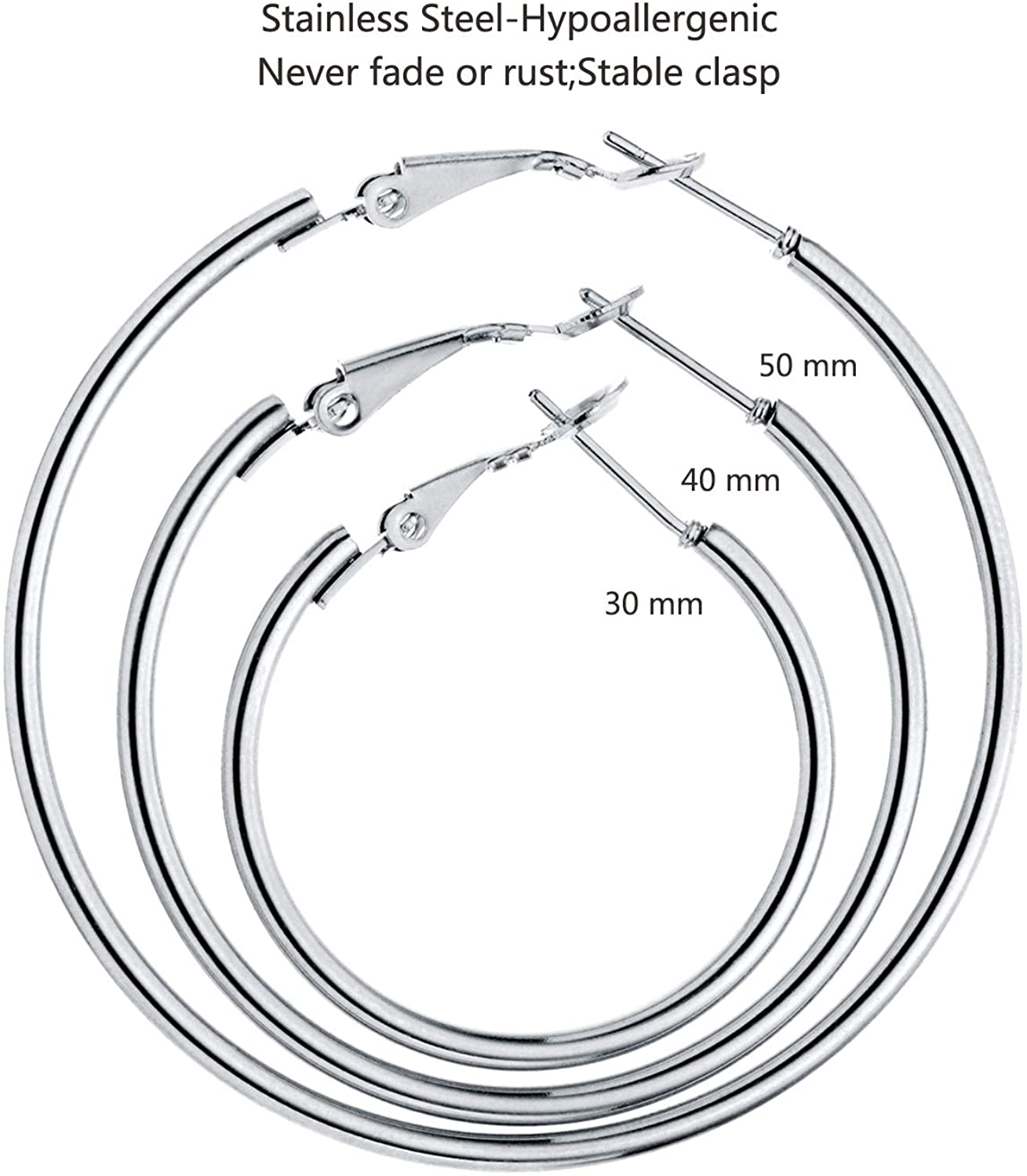 Hoop Earrings for Women Girls, Stainless Steel Hypoallergenic Geometric Hoops Women'S Earrings Loop Earrings Set